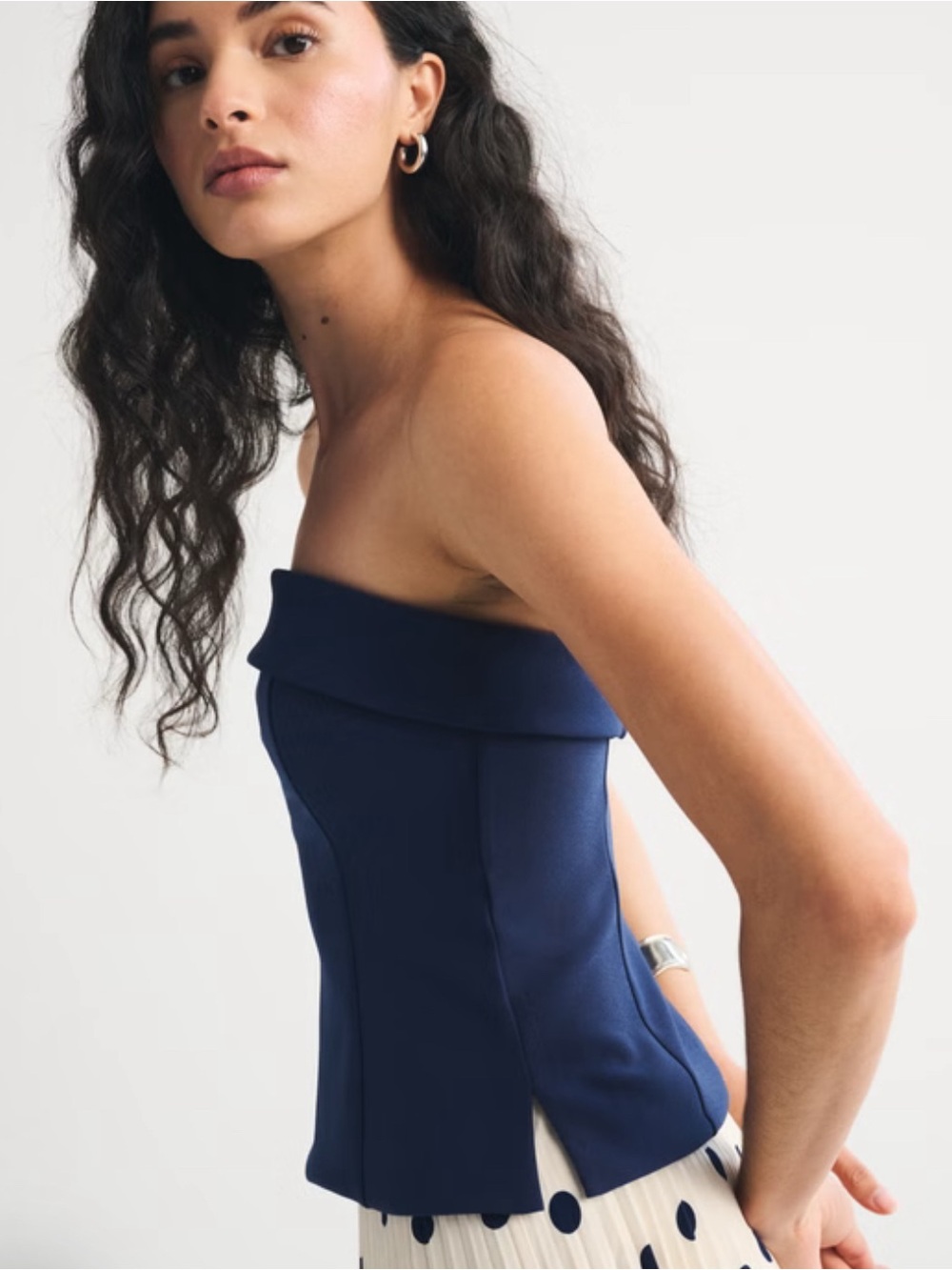 Ambercrombie & Finch Bra Free Navy Blue Elevated Basic Tube Top XL NWT - Picture 2 of 7